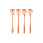 Jogo de 4 Colheres Aço Inox para Chá Heart Coração Rose Gold - 12,7 cm - Ela Decora